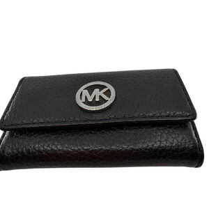 Michael Kors Black Pebbled Leather Key Case
